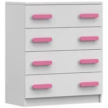 Deine Möbel 24 Kommode INGE 80 x 90 x 40 cm Weiß / Rosa