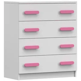 Deine Möbel 24 Kommode INGE 80 x 90 x 40 cm Weiß / Rosa