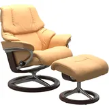 Stressless Stressless® »Reno«, (Set, Relaxsessel mit Hocker), mit Hocker, mit Signature Base, Größe S, M & L, Gestell Wenge