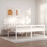 Seniorenbett Mit Kopfteil Weiß Super Kingsize Massivholz