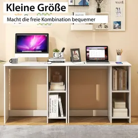 Costway Schreibtisch, Computertisch mit 2 Fächern, PC-Tisch, Bürotisch für kleine Räume, weiß, 80 x 40 x 74 cm - Weiß