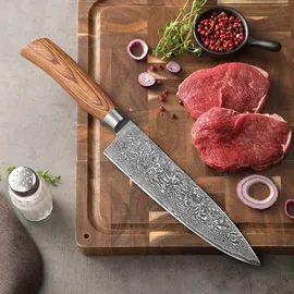 Wakoli Edib Pro 5er Damastmesser-Set I Holzbox I 8-20cm Klinge I mit Messerblock