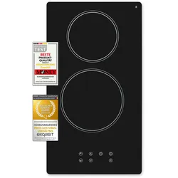 Exquisit Kochfeld EKC300-020 | Glaskeramik | Touch Control | 2 Kochstellen | Rahmenlos | 3000 W