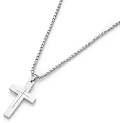 Kreuzkette JACQUES CHARREL "Kreuz Anhänger, Edelstahl", Damen, Gr. 50cm, Edelstahl, silber, Halsketten