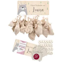 Kidsmood – Personalisierter Adventskalender 2025 aus Holz mit niedlichen Tiermotiven | Weihnachtskalender zum Befüllen mit Geschenktüten & Holzzahlen | Nachhaltige Weihnachtsdeko für Kinder & Familie