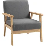 Homcom Relaxsessel Leinen 70 x 72 x 64 cm Grau mit Kissen