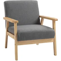Homcom Relaxsessel Leinen 70 x 72 x 64 cm Grau mit Kissen