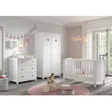 Vipack AMORI 4-tlg Set best. aus: Babybett 60x120 cm, Kommode m. 3 Schubladen, Wickelaufsatz, Kleiderschrank 2-trg., weiß lackiert