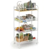 Sekey Küchenwagen Beistellwagen Auf Rollen, Rollwagen Mit 4 Ebenen, Werkzeugfrei Montierbar, 26 X 43,8 X 83 Cm