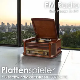 Cyberlux Nostalgie Holz Plattenspieler Braun