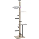 Petrebels Kratzbaum Aquarius 265 (höhenverstellbar 243 bis 265 cm), Holz Kratzbaum Deckenhoch mit Deckenspanner, Farbe Grau
