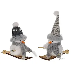 Dekofiguren "Schneemänner", grau, 2 Stück