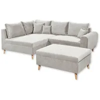 ed exciting design CALANDA Ecksofa mit Hocker, frei im Raum stellbar, Rücken- und Zierkissen