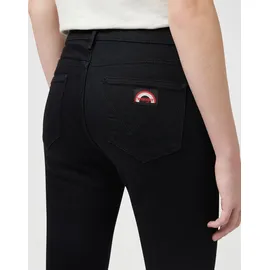 Wrangler Bootcut-Jeans "Flare", Damen, Gr. 28, Länge 34, schwarz (retro schwarz), Denim/Jeans, Obermaterial: 78% Baumwolle, 18% Viskose, 3% Polyester, 1% Elasthan, unifarben, ausgestellt lang, Jeans, im Retro-Design mit ausgestelltem Bein