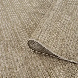 Carpet City Outdoor Teppich Wetterfest Balkon Terrasse Braun 100x200 cm - Meliertes Muster, Flachgewebe, Sisal-Optik, Flachgewebe - Braun