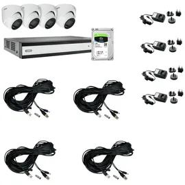 ABUS TVVR33843D 8-Kanal – 4X Mini-Dome Kameras + Hybridrekorder mit 1TB HDD – Analog HD, Bewegungserkennung, Nachtsicht, App-Zugriff, inkl. Kabel & Netzteile,