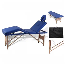 vidaXL Massageliege Klappbar 4-Zonen mit Holzgestell Blau