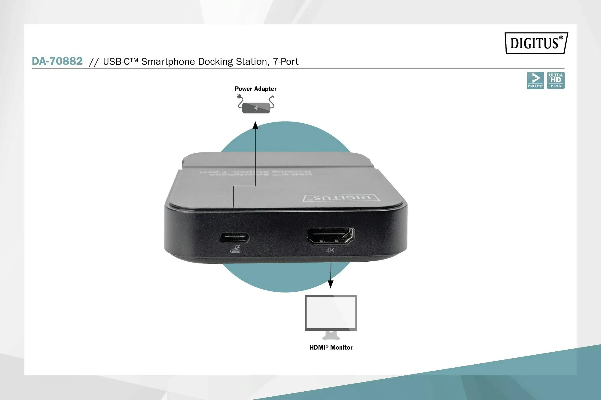 DIGITUS DA-70882 USB-C Smartphone Docking Station 7-Port
