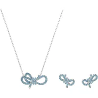 Swarovski Lifelong Bow Set, Schleife, Blau, Rhodiniert