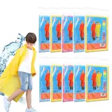 Runmeihe Regenponchos für Kinder, 10er Pack Wasserdichte Ponchos, Leichte Einweg-Regenponchos mit Kapuzen PE Dicker Knopf Junge Mädchen, Multi Farben Notfall Regenmantel Zufällige Farbe - M