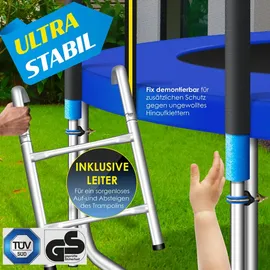 Kesser Trampolin Outdoor Ø 244/305/366/427 cm inkl. Sicherheitsnetz und Leiter Blau