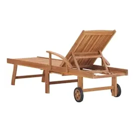 vidaXL Sonnenliegen 2 Stk. mit Auflagen Schwarz Massivholz Teak