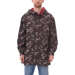 Cavallo de Ferro Herren Parka im Camouflage-Look Herbst-Jacke mit Kapuze Übergangs-Jacke CSJA002 Grün/Schwarz/Rot - L