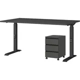 KADIMA DESIGN Büro Set 2-teilig Schreibtisch 140x80cm & Rollcontainer Graphit Einstellbar 68-91 cm & Soft-Close Made in Germany "Stuttgart" Kadima Design