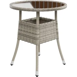 Juskys Yoro Polyrattan Gartentisch rund Ø 60 cm Grau