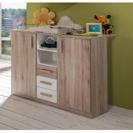 WIMEX Babyzimmer-Komplettset "Bergamo", weiß (san remo eiche nb, alpinweiß), B/H: 70cm x 140cm, Holzwerkstoff, Schlafzimmermöbel-Sets, Bett + Wickelkommode + Eckschrank