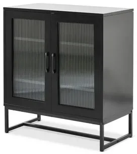 Sideboard mit Glastüren - Schwarz - schwarz