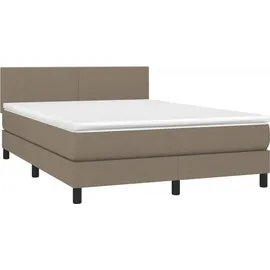 vidaXL Boxspringbett mit Matratze & LED Taupe 140x200 cm Stoff