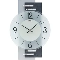 AMS Wanduhr AMS, grau (grau, schwarz), Wanduhren, Damen, B/H/L: