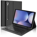 FOGARI Tastatur Hülle für Samsung Galaxy Tab S10 Ultra / S9 Ultra 14.6 Zoll, Keyboard Cover mit Magnetisch Abnehmbarer Deutscher Bluetooth Tastatur für Galaxy Tab S10Ultra/S9 Ultra 14.6'', Schwarz