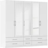 Kleiderschrank RAUCH "Schrank Garderobe Wäscheschrank HERSBRUCK in 2 Breiten", weiß (alpinweiß), B:226cm H:210cm T:54cm, Holzwerkstoff, Schränke, Kleiderschrank, mit 6 großzügigen Schubladen sowie Spiegeltüren MADE IN GERMANY