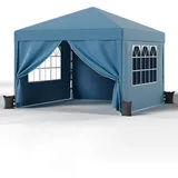 JUMMICO Pavillon 3x3 Wasserdicht Stabil Winterfest Höhe Verstellbar,Faltpavillon mit 4 Seitenwänden,Pavillion UV Schutz 50+,Gartenpavillon Faltzelt für Garten, Innenhof, Camping,Gazebo Blue