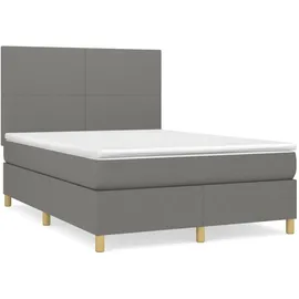 vidaXL Boxspringbett 140 x 200 cm Dunkelgrau