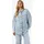 Noisy May Damen Jeansjacke Oversize Denim Übergangsjacke Dropped Shoulder Shacket Bleached Design, Farben:Hellblau, Größe:XS - XS