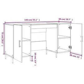 vidaXL Schreibtisch Hochglanz-Weiß 140x50x75 cm Holzwerkstoff - Weiß