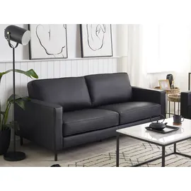 Beliani Sofa Schwarz Echtleder 3-Sitzer