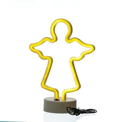 SATISFIRE LED Neonlicht ENGEL Neonschild Leuchtfigur USB Batterie 28cm