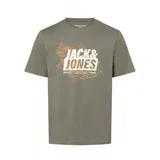 JACK & JONES Herren Rundhals T-Shirt JCOMAP LOGO Regular Fit Agave Grün 12252376 XL