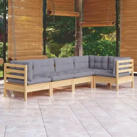 vidaXL Garten-Lounge-Set 5-tlg. grau Kiefernholz