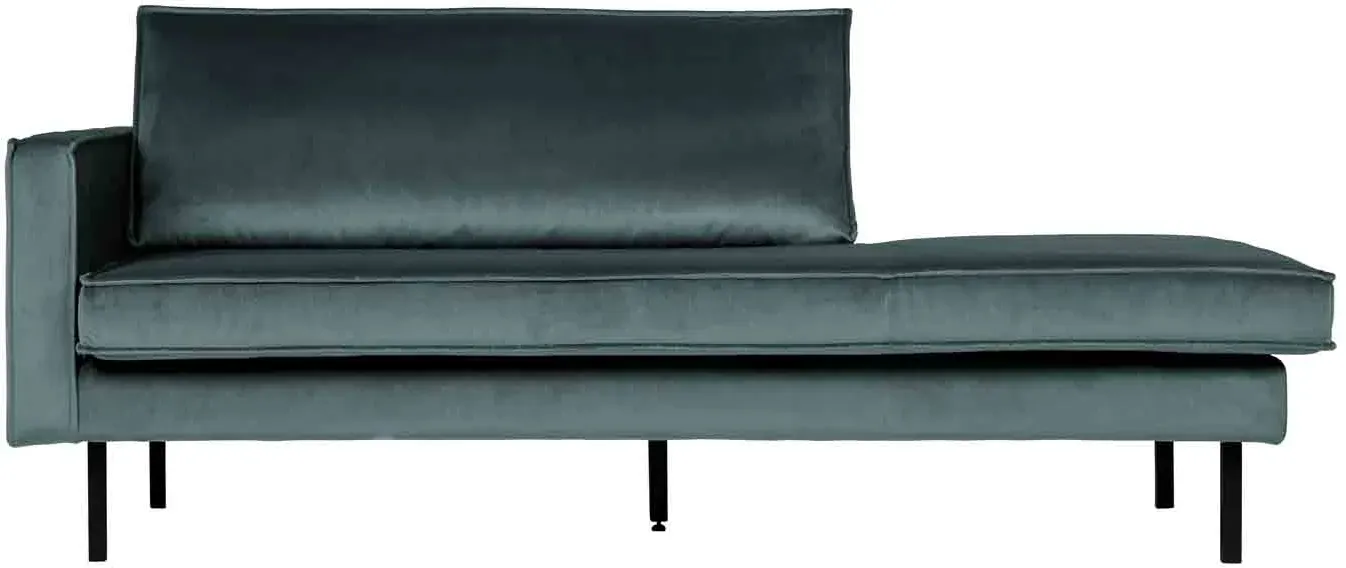 Daybed Recamiere Rodeo Samt, modern und gepolstert, links, Teal Blau, elegantes Design
