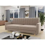 Sofnet Schlafsofa Sara - Sofa mit Schlaffunktion Bettsofa mit Holzfüße, Velours (Beige (Paros 02))