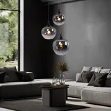 GLOBO Hängeleuchte Pendellampe Wohnzimmer Pendelleuchte Esstischleuchte rauch Glasschirm, Metall schwarz, Fassungen 3x E27, DxH 48x120 cm