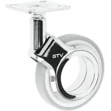 GTV - Möbelrollen GIRA | Lenkrollen | Rollen für Möbel | ohne Bremse | Durchmesser 75 mm | aus Kunststoff und Stahl | Verchromt + grau matt