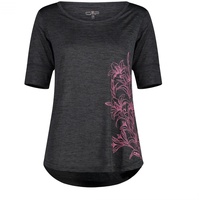 CMP - Leichtes Melange-Jersey-T-Shirt für Damen, Anthrazit Mel.-Pink Fluo, D40