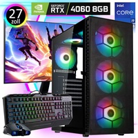 Gaming PC Komplett-Set Intel Core i9 11900K - Nvidia GeForce RTX 4060 8GB - 2TB M.2 NVMe SSD - 32GB DDR4 - Windows 11 - WLAN - 27" TFT 2K 1ms 100Hz...