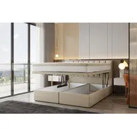 Trada Boxspringbett 180x200 mit Bettkasten mit Matratze Hellbeige